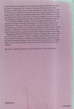 Old Testament Theology in A Canonical Context