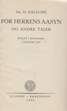 For Herrens åsyn og andre taler