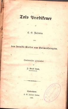 Tolv Prædikener af Rosenius over den svenske Kirkes nye Højmessetexter (1885)