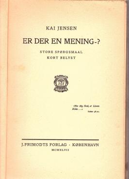 Er der en mening - store spørgsmål, kort belyst -