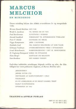 Marcus Melchior : en mindebog