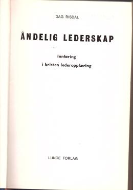 Åndelig lederskap, innføring i kristen lederopplæring