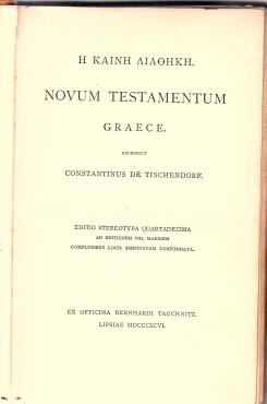 Novum testamentum graece ("Nye Testamente på græsk") (1896)
