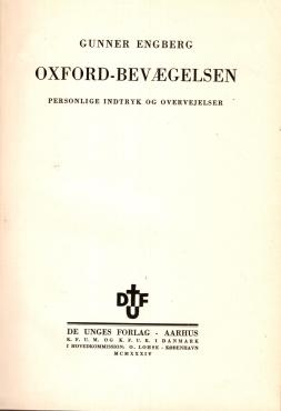 Oxford-bevægelsen - Persolige indtryk og overvejelser