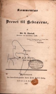 Kommentar til Brevet til hebræerne, 1843