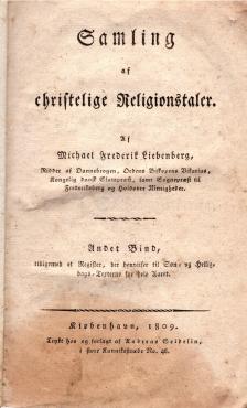 Samling af Christelige religionstaler, 1. og 2. bind. 1805 - 1809