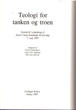 Teologi for tanken og troen (som ny bog)