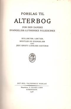 Forslag til Alterbog (prøvealterbog) (1958)