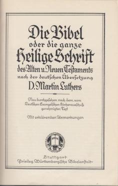 Stuttgarter Jubiläums-Bibel (1928) ¤