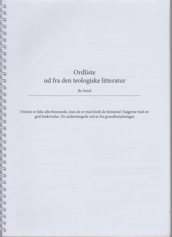Ordliste ud fra den teologiske litteratur (som ny)