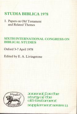 Studia Biblica 1978: Papers on Old Testament and Related Themes