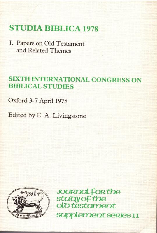Studia Biblica 1978: Papers on Old Testament and Related Themes