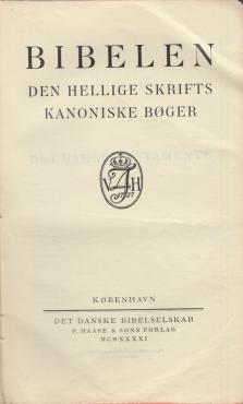 Bibelen, 1938 med overfald og guldsnit