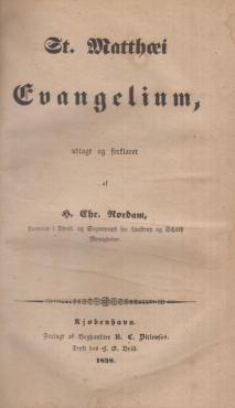 St. Matthæi Evangelium (1838) ¤