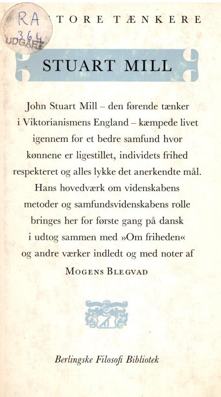 Stuart Mill - de store tænkere