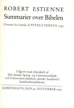 Summarier over Bibelen ved Petrus Parvus
