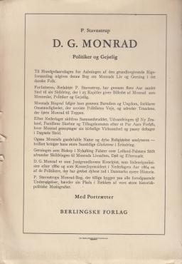 D.G. Monrad. Politiker og gejstlig