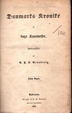 Danmarks Krønike af Saxe Runemester (1855)