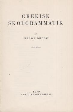 Grekisk skolgrammatik