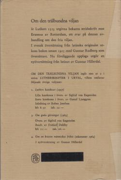 Luthers skrifter i udvalg (Bind V) Om den trälbundna viljan ¤