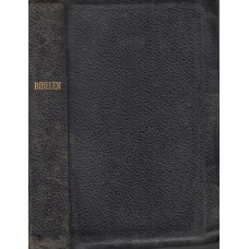 Bibelen, 1944. Sort skind med overfald og rødt snit.